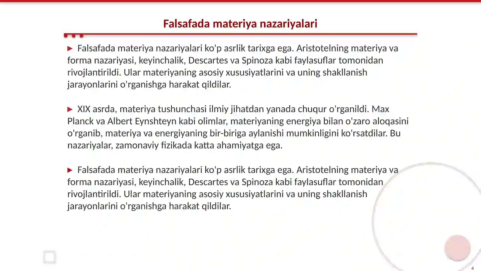 Falsafada materiya va substansiya muammosi 4