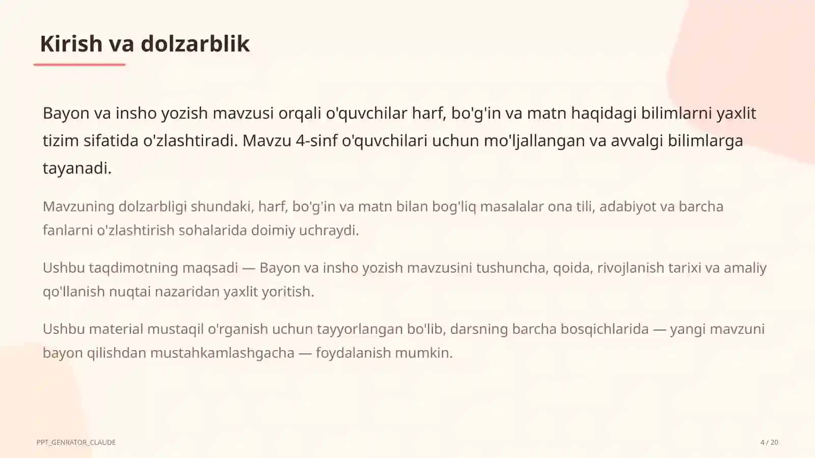 Bayon va insho yozish (4-sinf) 4
