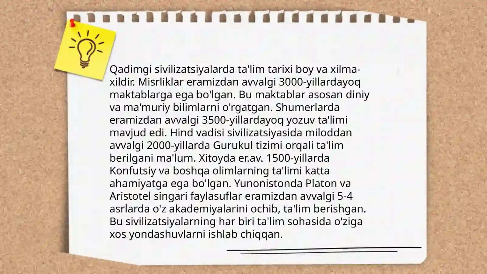 Pedagogika tarixi fan sifatida. Eng qadimgi davrlardan 7-asrgacha ta'lim-tarbiya masalalari "Koordinatlar" gruhi 4