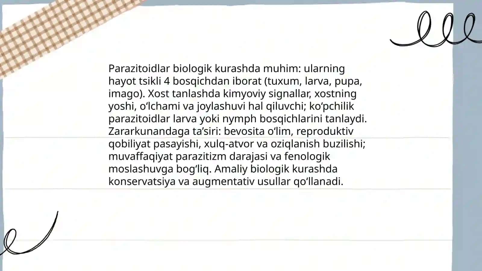 Biologik kurashda parazit va yirtqich hasharotlarning umumiy tushunchasi va tasnifi 4