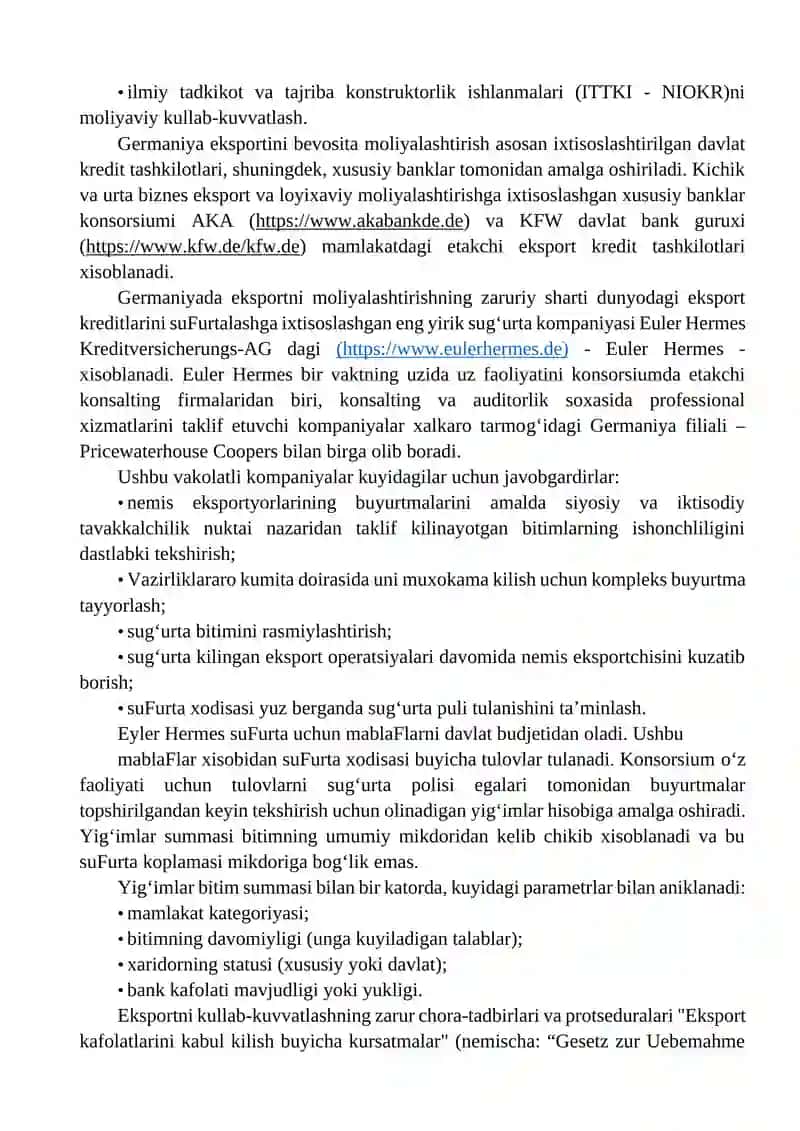 Sanoat mahsulotlari eksportini davlat tomonidan qo‘llab-quvvatlashning germaniya tajribasi 4