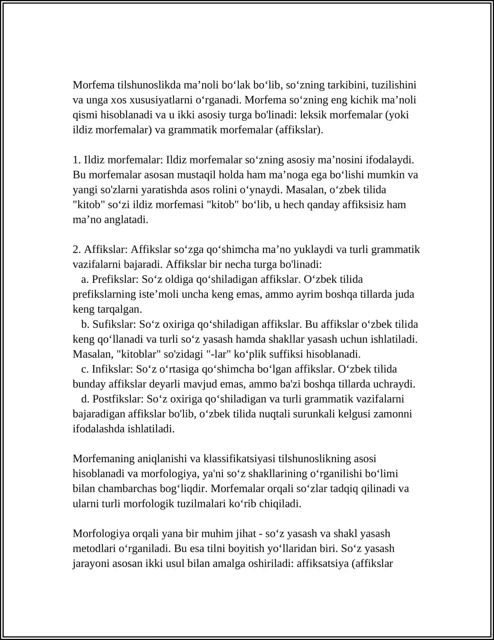 GRAMMATIKA MORFOLOGIYA MORF VA MORFEMA 4