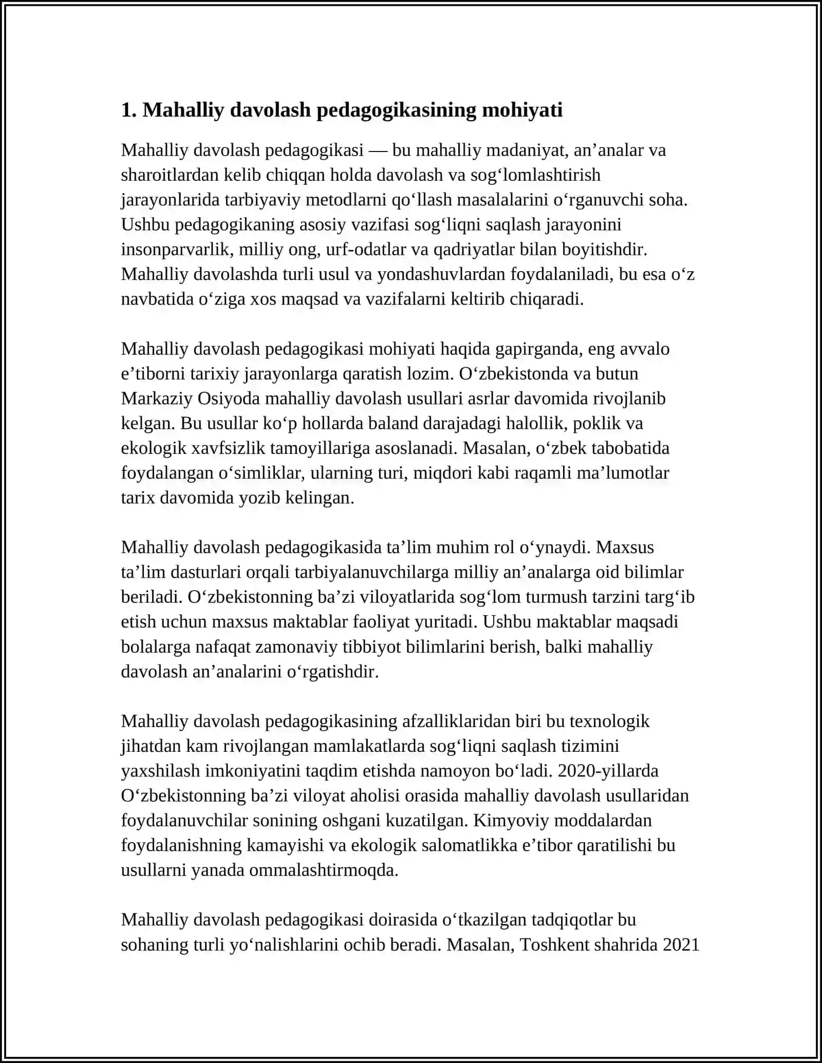 MAHALLIY DAVOLASH PEDAGOGIKASI RIVOJLANISHINING ASOSIY BOSQICHLARI 4
