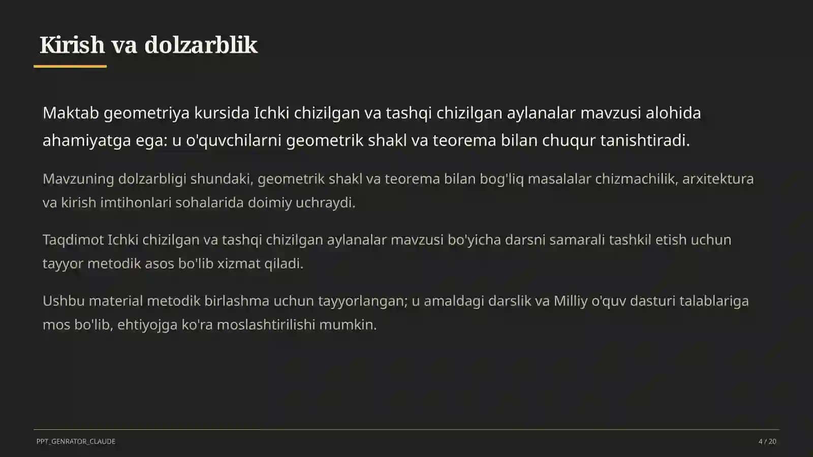 Ichki chizilgan va tashqi chizilgan aylanalar (8-sinf) 4