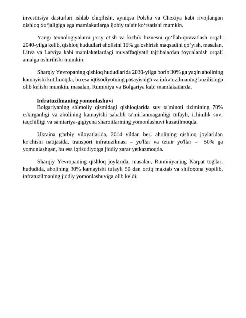 Sharqiy Yevropada qishloq aholosining kamayishi va uning mahalliy iqtisodiyot uchun oqibatlari 4