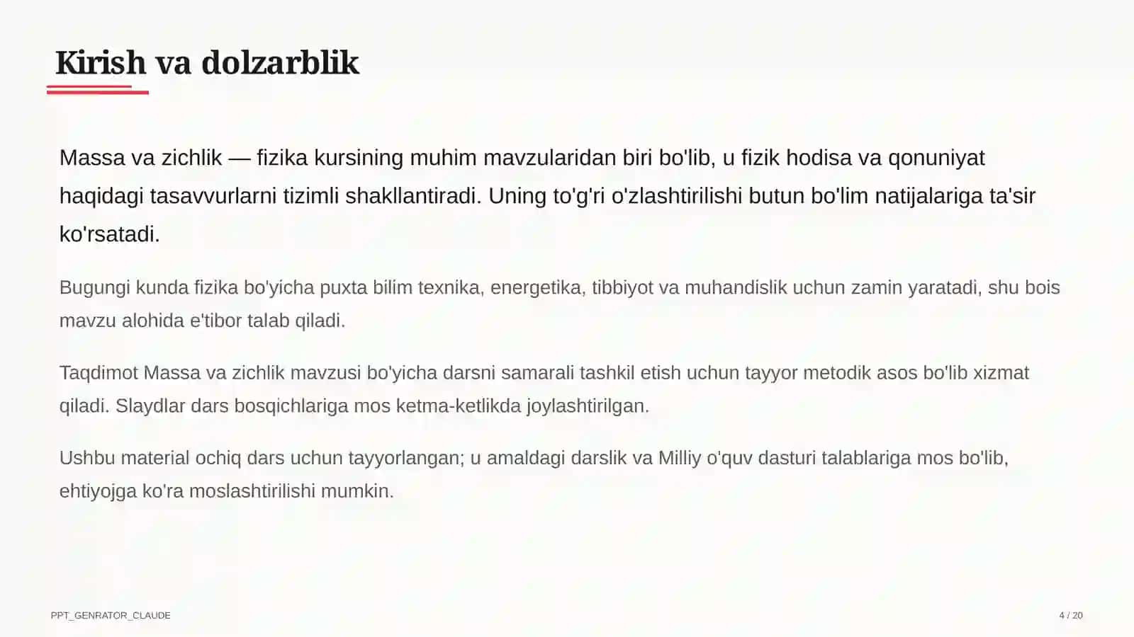 Massa va zichlik (6-sinf) 4