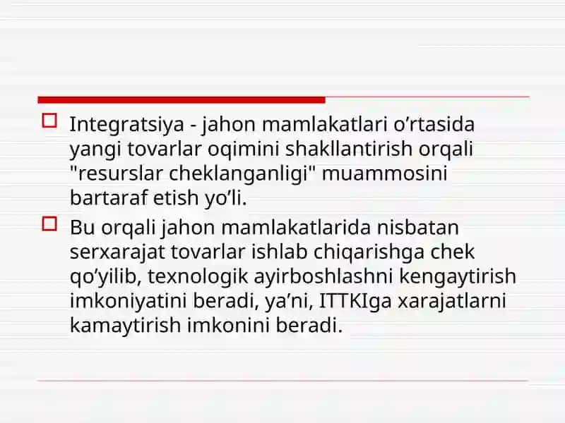 Iqtisodiyotning xalqaro integratsiyasi 4
