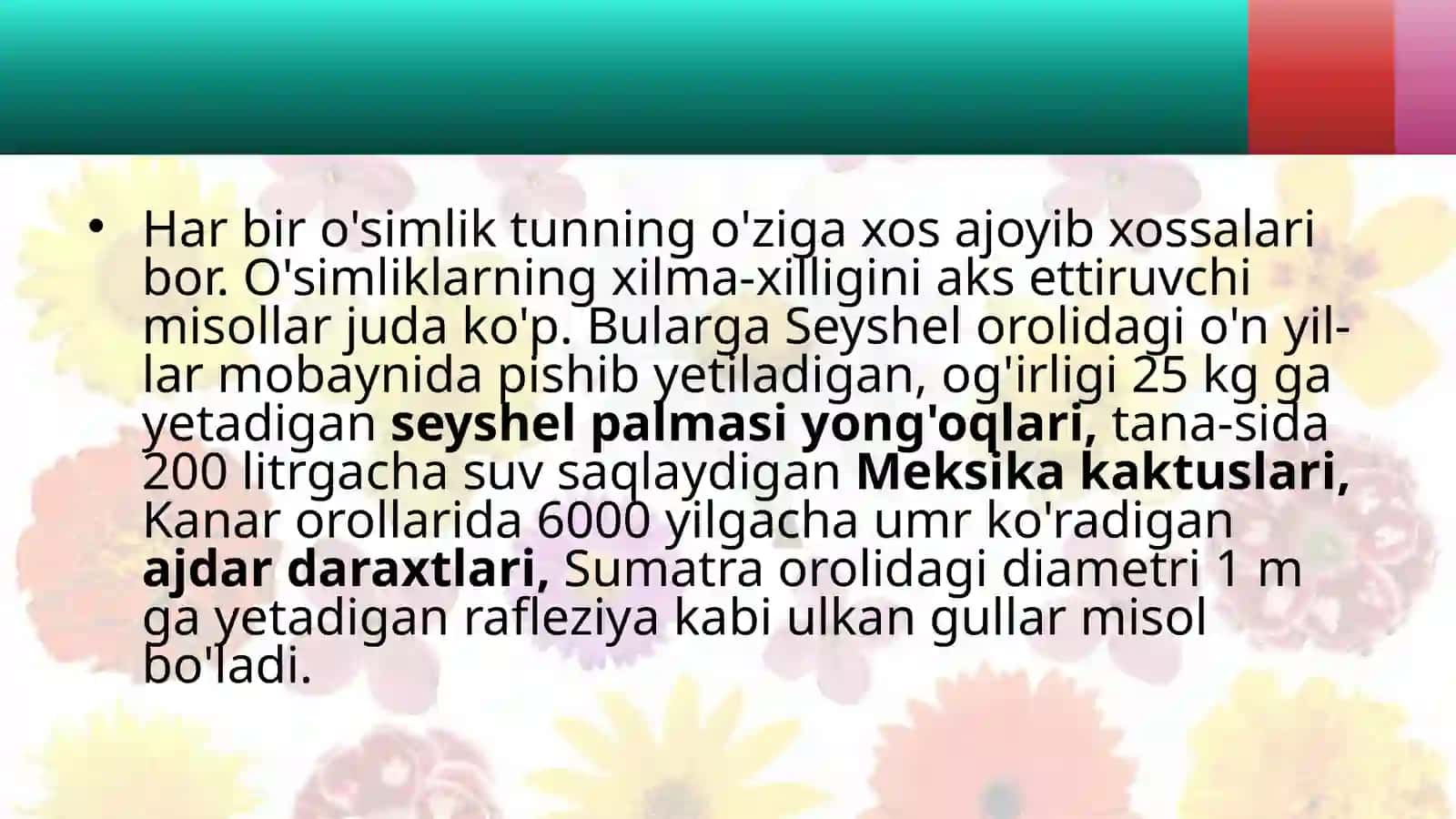 GULLI O'SIMLIKLAR BILAN UMUMIY TANISHISH 4