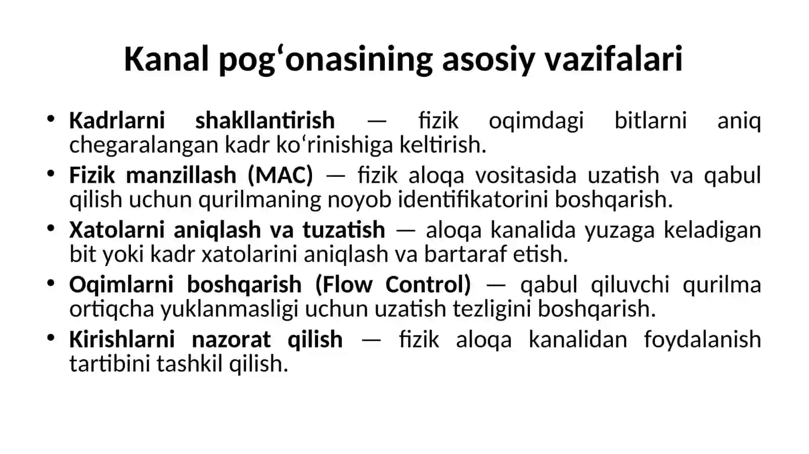 Kanal sathi funksionalligi 4