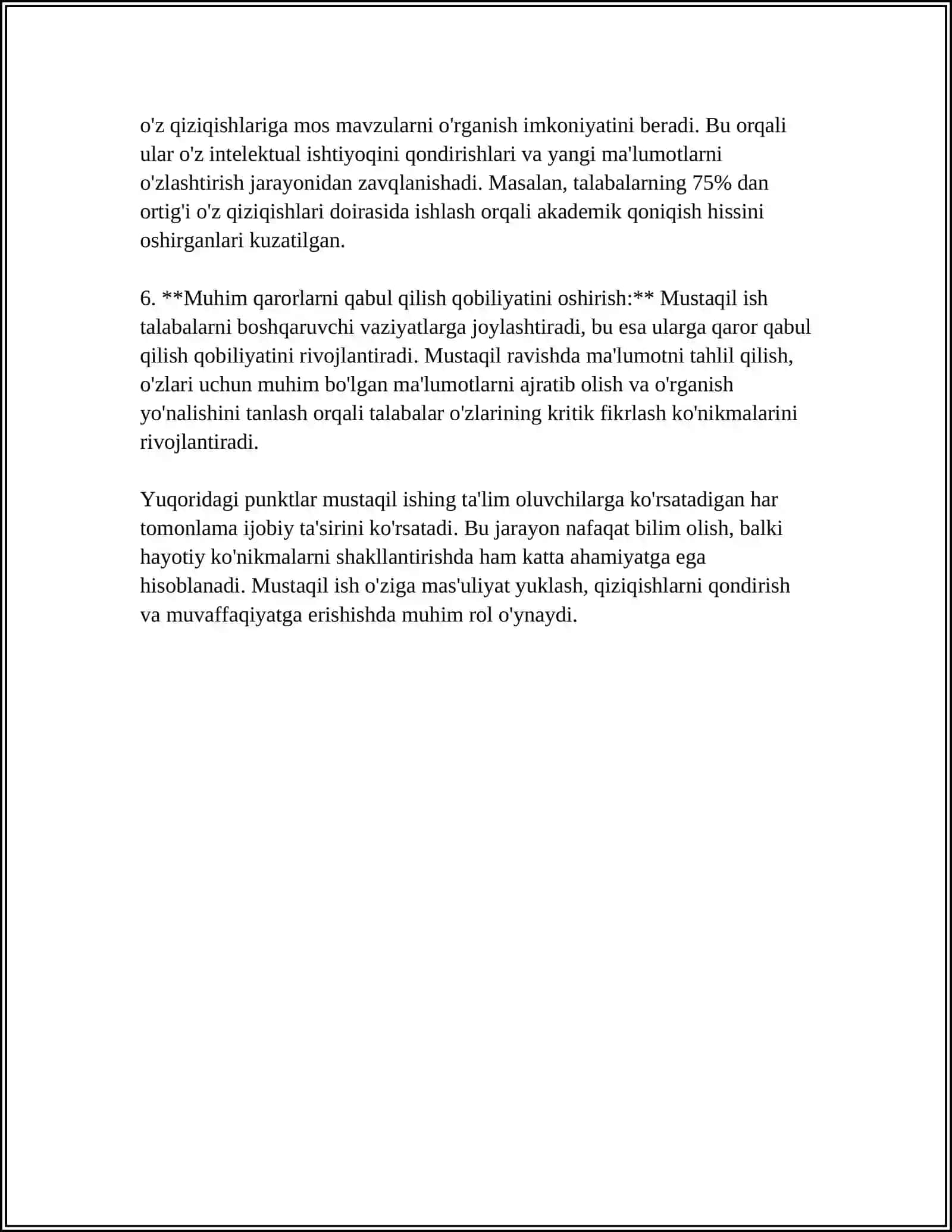 UNIVERSITETDA TALABALARNING MUSTAQIL ISHLASH KO‘NIKMALARINI SHAKLLANTIRISH 4