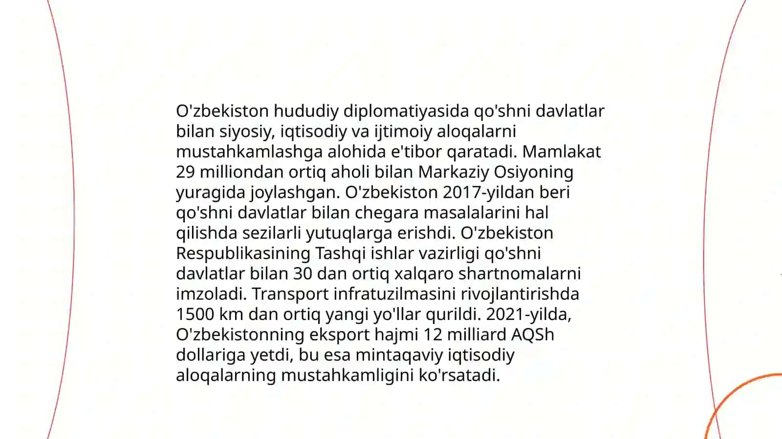O'zbekistonning Markaziy Osiyoda tinchlik va barqarorlikni ta'minlashdagi o'rni Yusupova Saidabegim 4