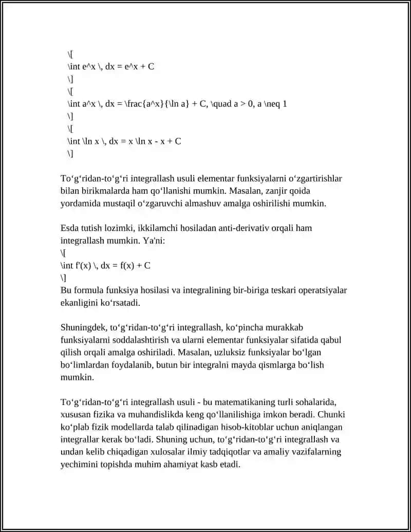 INTEGRALLASH USULLARI 4
