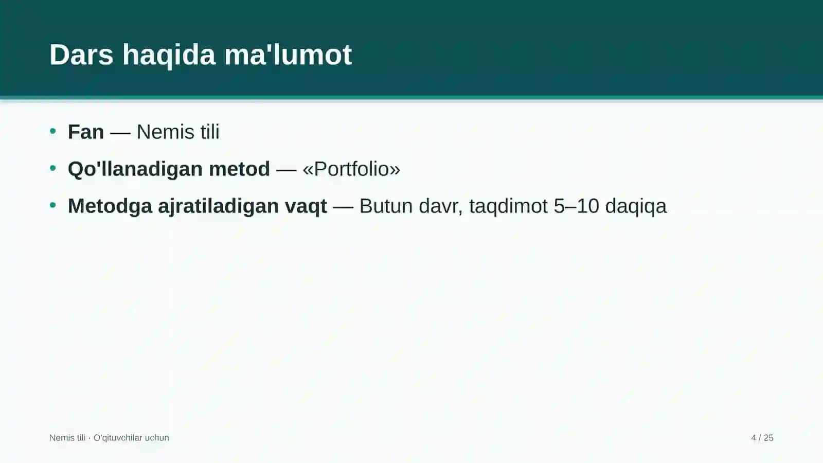 nemis tili darslarida portfolio metodidan foydalanish 6893 4