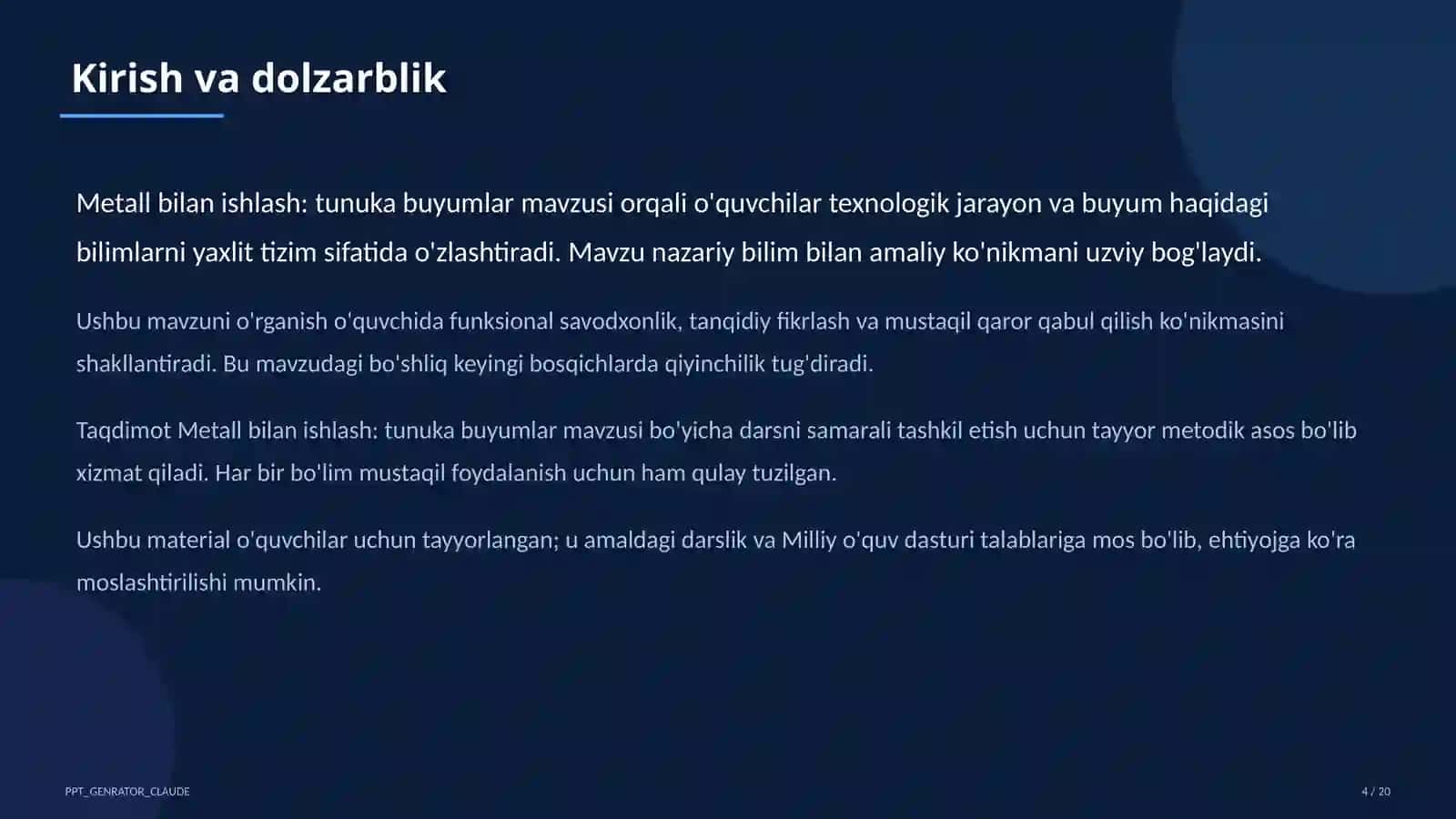Metall bilan ishlash: tunuka buyumlar (6-sinf) 4