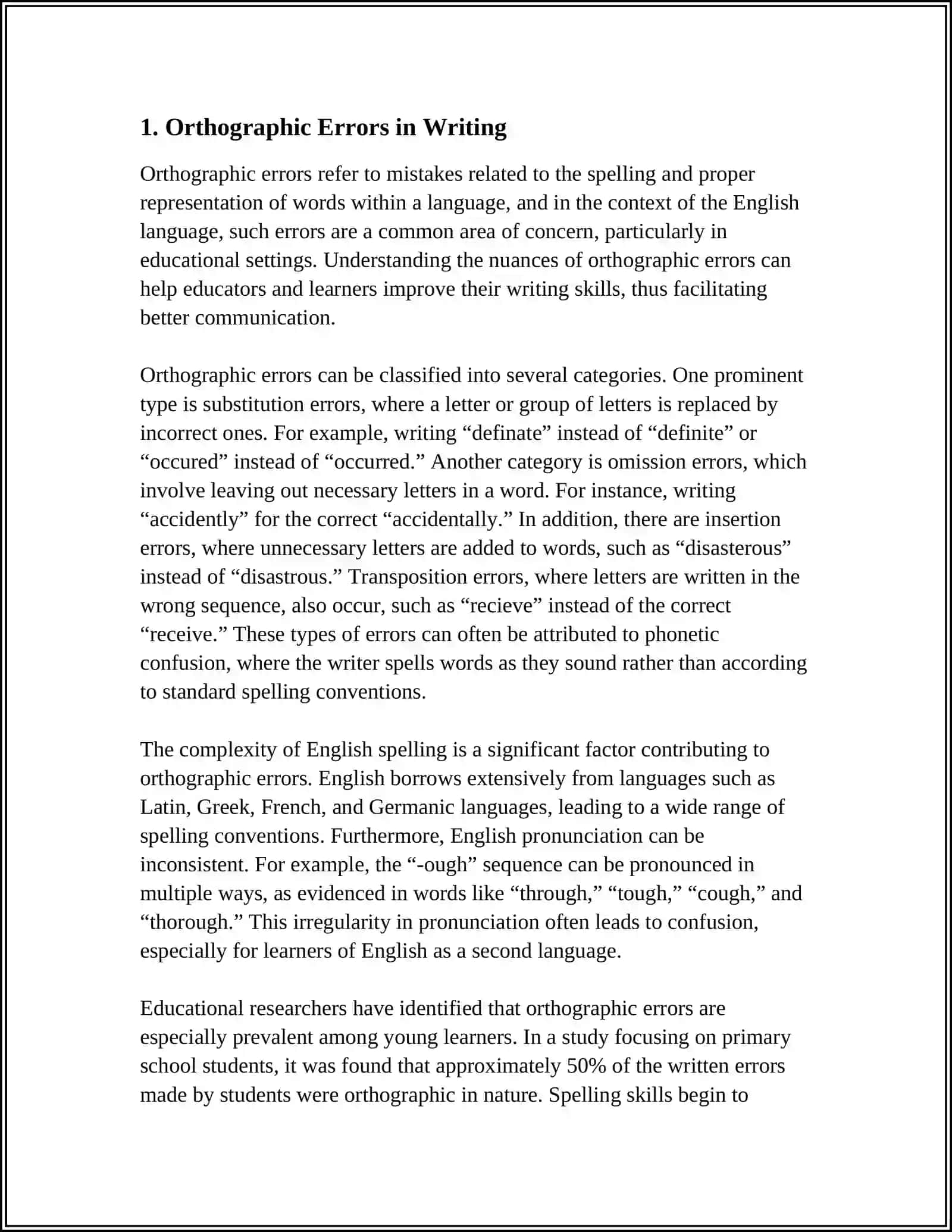 Orthographic Errors in Writing 4
