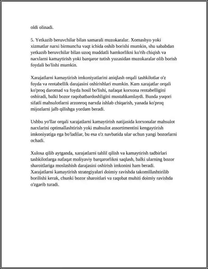 FOYDA VA RENTABELLIKNI OSHIRISH IMKONIYATLARINI ANIQLASH 4