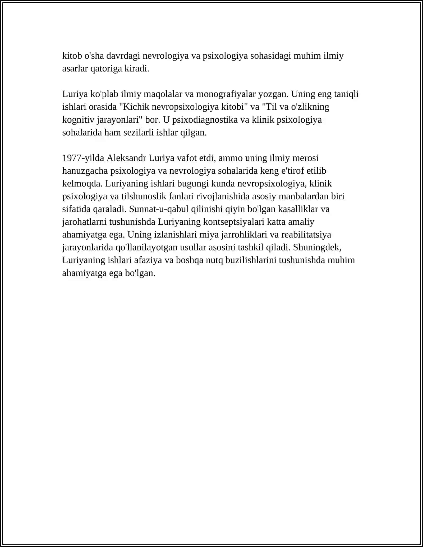 A.R.LURIYA NEYROPSIXOLOGIYA FANINING ASOSCHISI SIFATIDA 4