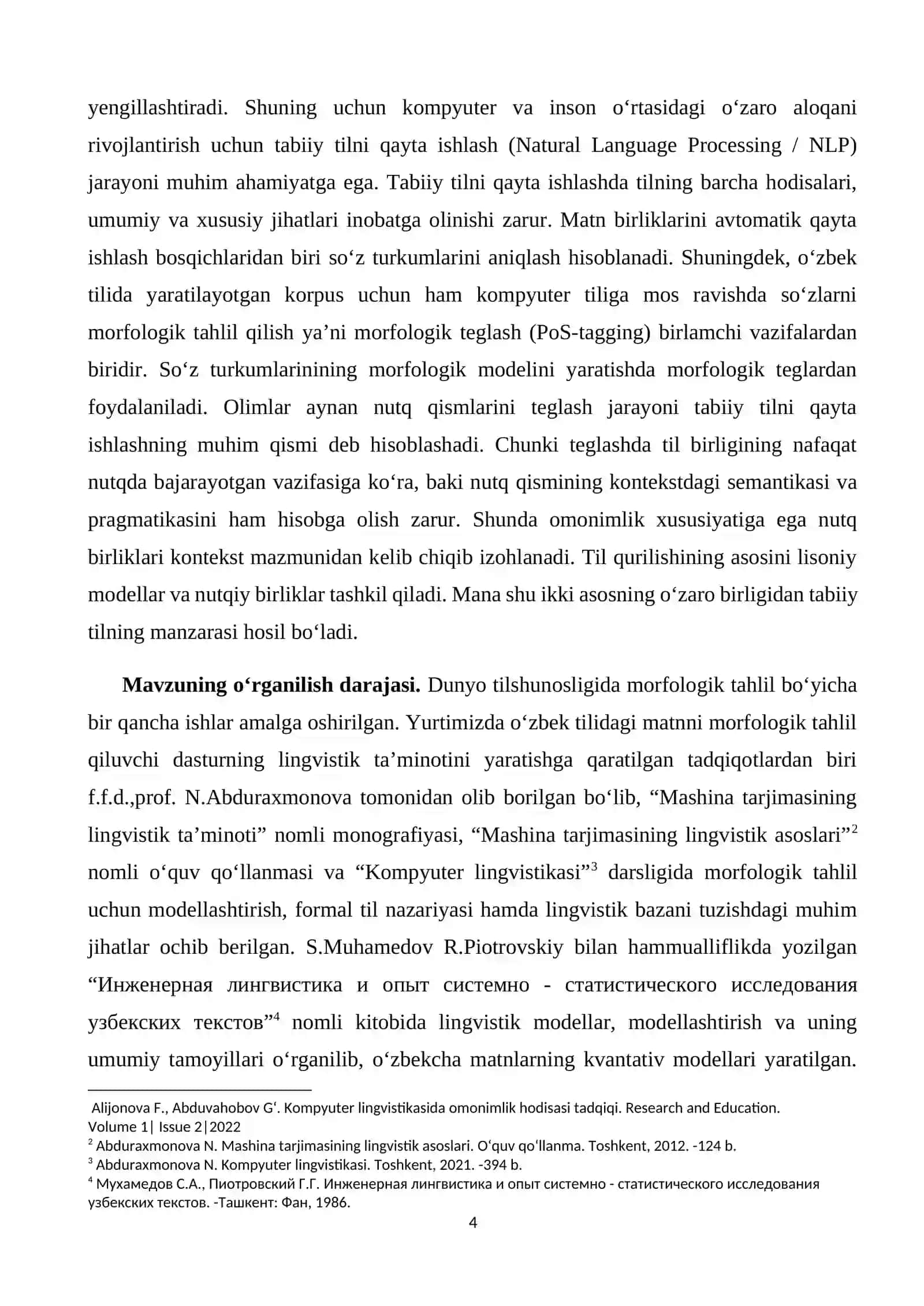 O‘zbek Tili Elektron Korpusini Morfologik Teqlashda Lisoniy Modellarning O‘rni 4
