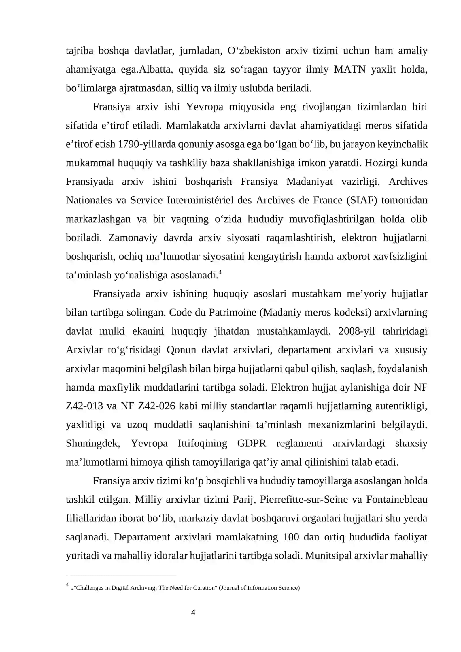 FRANSIYADA ZAMONAVIY ARXIV ISHI USLUBIYOTI 4