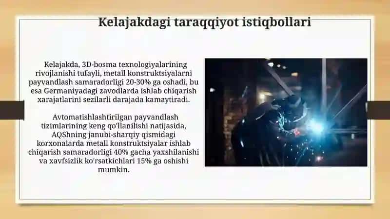 Metall konstruksiyalarni payvandlash yordamida tayyorlash samaradorligi 4