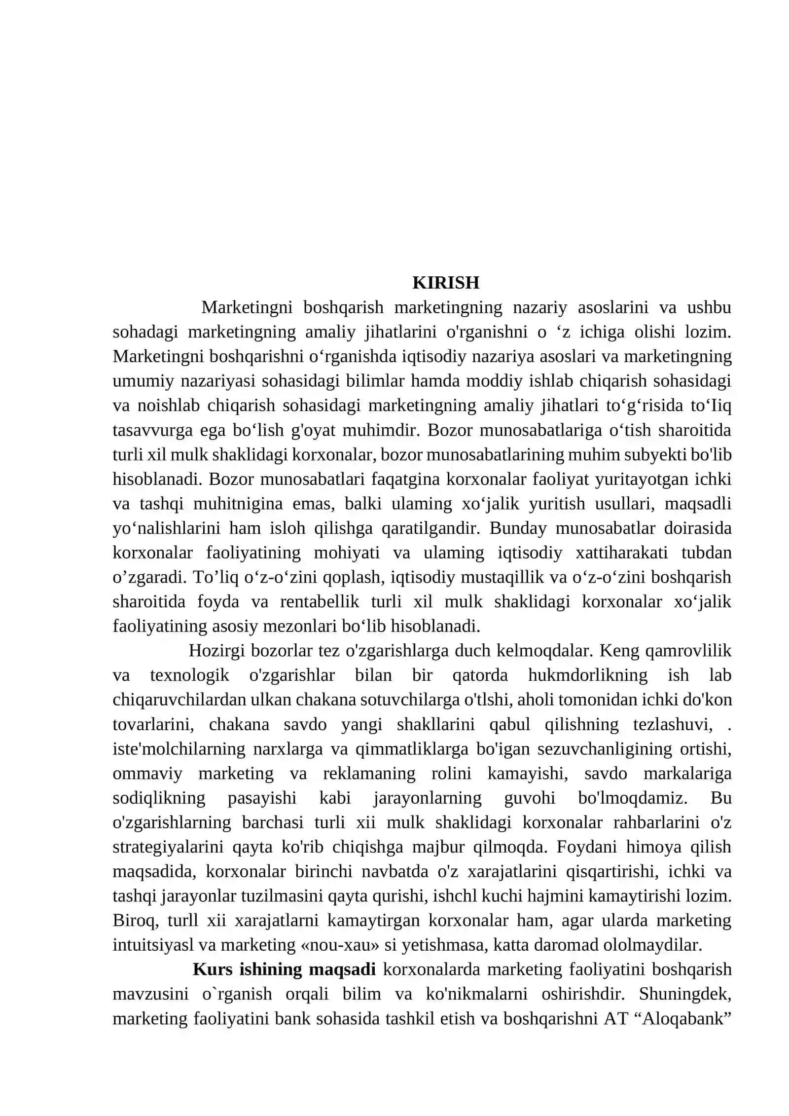 Marketingni boshqarish kurs ishi 4