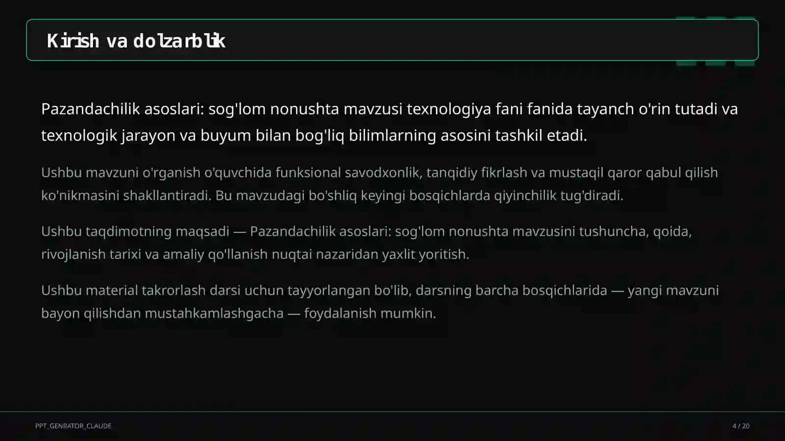 Pazandachilik asoslari: sog'lom nonushta (5-sinf) 4