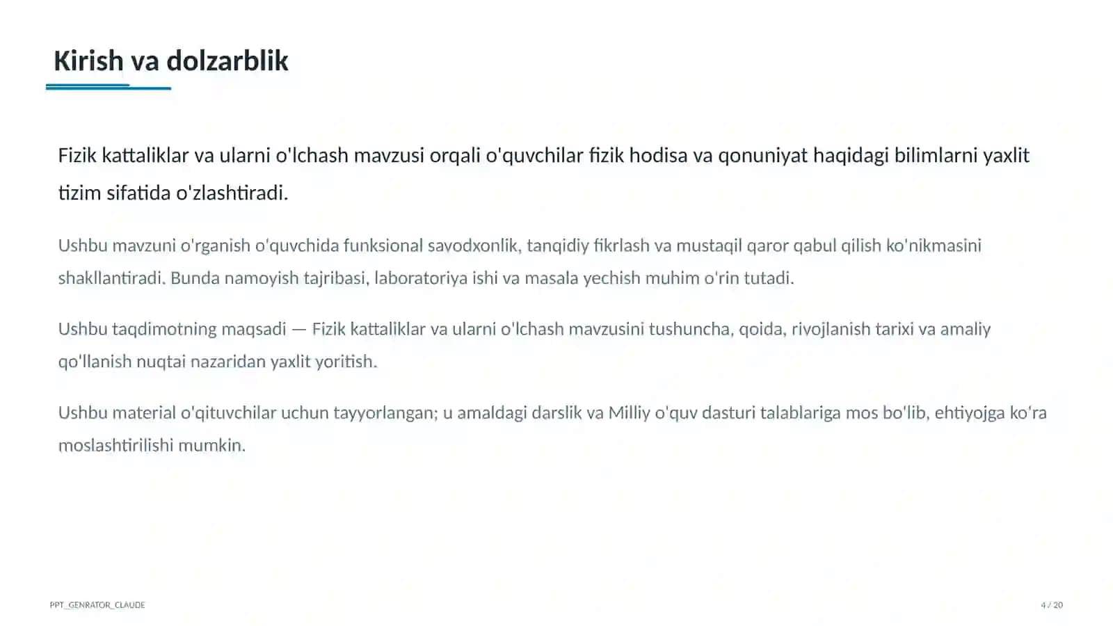 Fizik kattaliklar va ularni o'lchash (6-sinf) 4