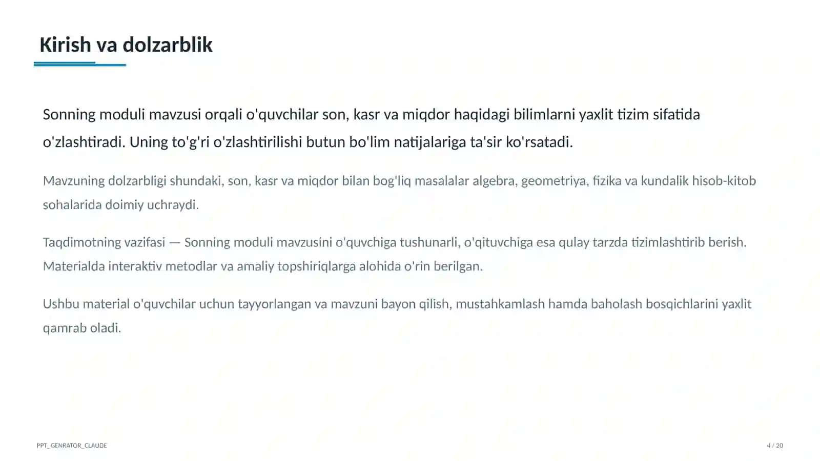 Sonning moduli (6-sinf) 4