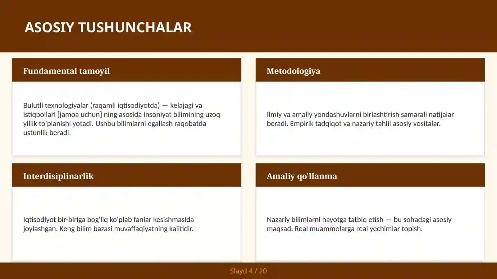 Bulutli texnologiyalar (raqamli iqtisodiyotda) — kelajagi va istiqbollari [jamoa uchun] 4