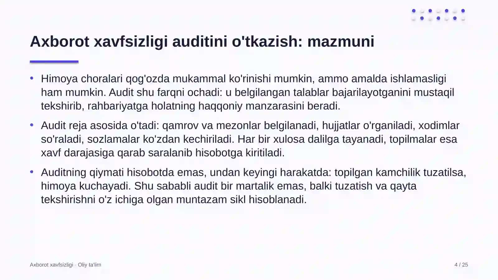 apellyatsiya sudlarida axborot xavfsizligi auditini o'tkazish 7239 4