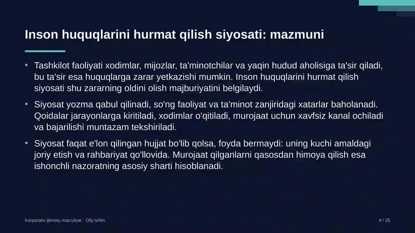 poyabzal do'konlarida inson huquqlarini hurmat qilish siyosatini joriy etish 3559 4