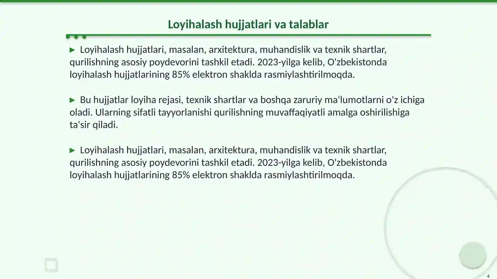 Qurilishni tashkil etish va ishlab chiqarish ishlari hujjatlari 4