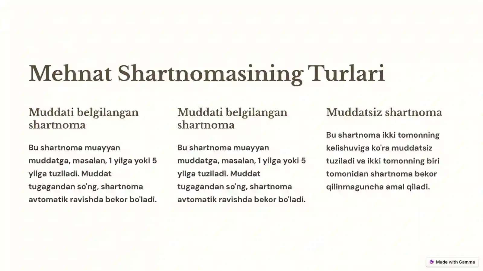 Mehnat Shartnomasi: Asosiy Tushunchalar 4