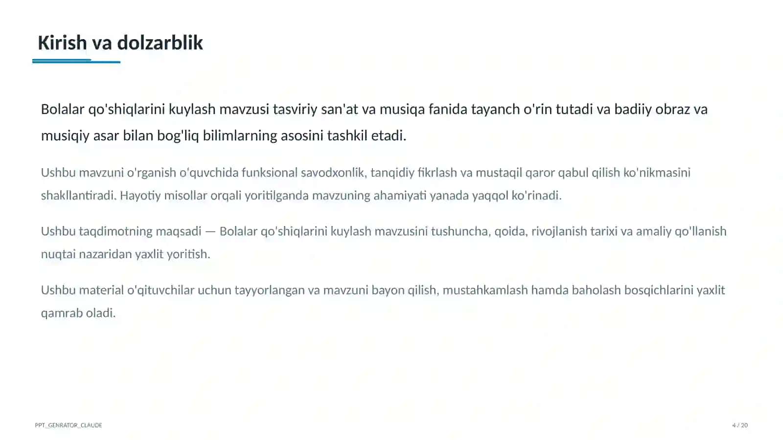 Bolalar qo'shiqlarini kuylash (1-sinf) 4