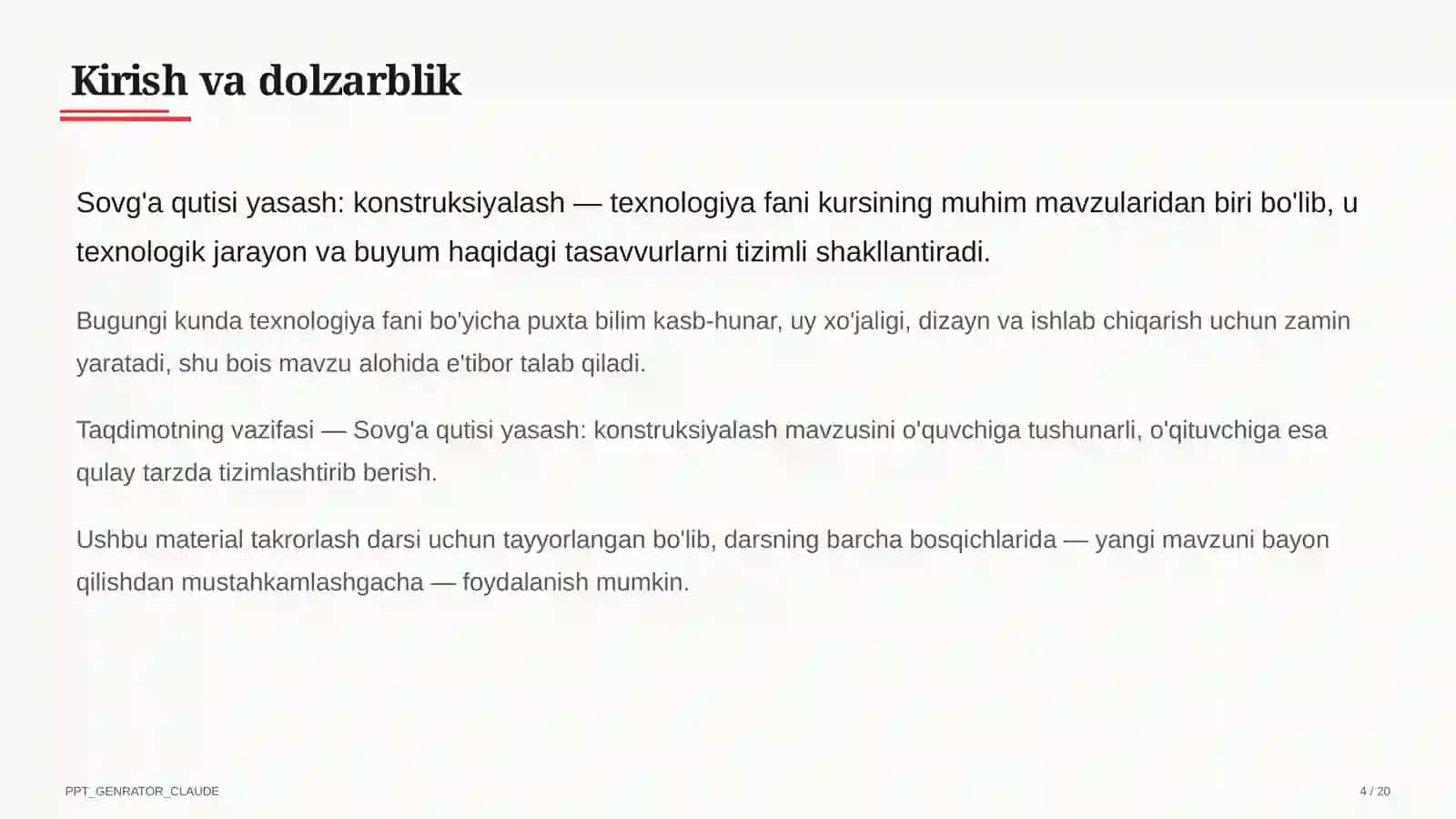 Sovg'a qutisi yasash: konstruksiyalash (3-sinf) 4