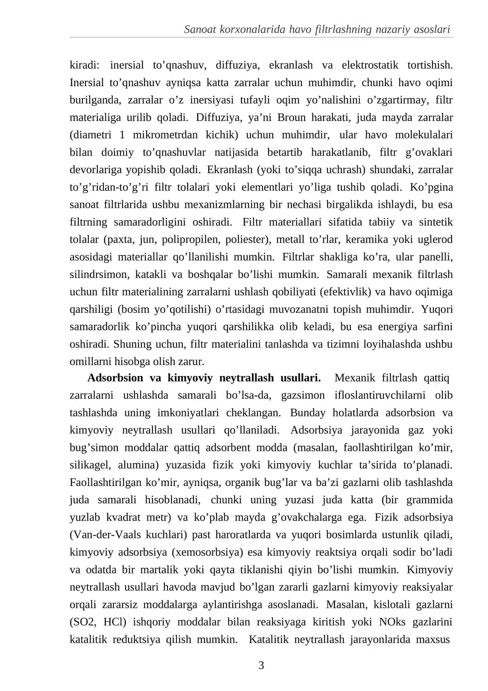 Sanoat korxonalarida havo filtrlashning nazariy asoslari 4