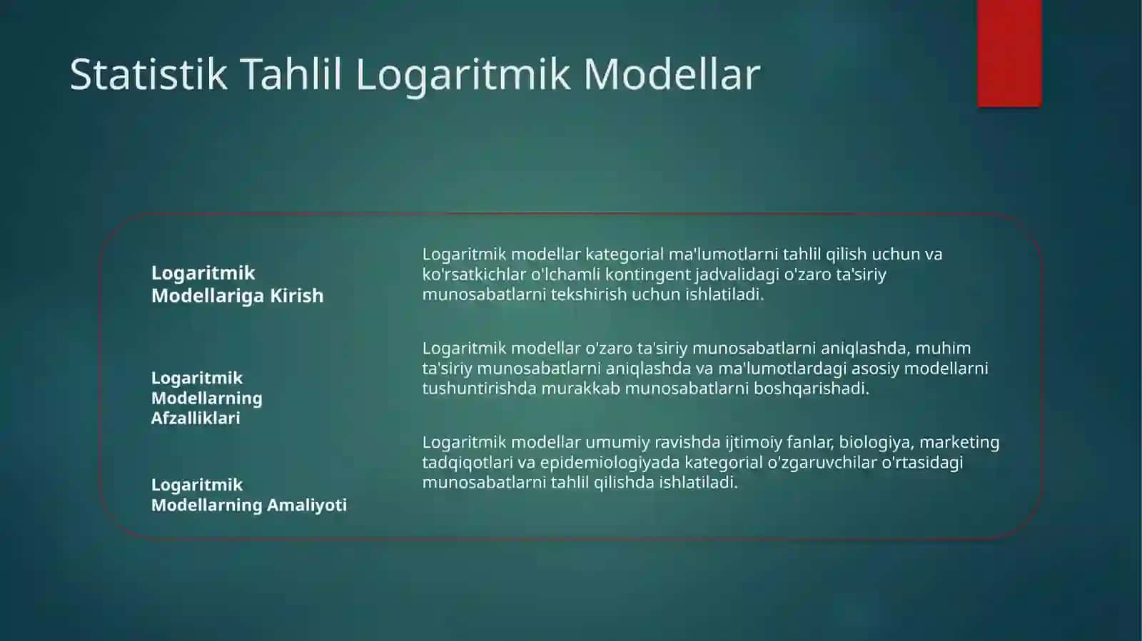 Loglinear Tahliliga Kirish 4