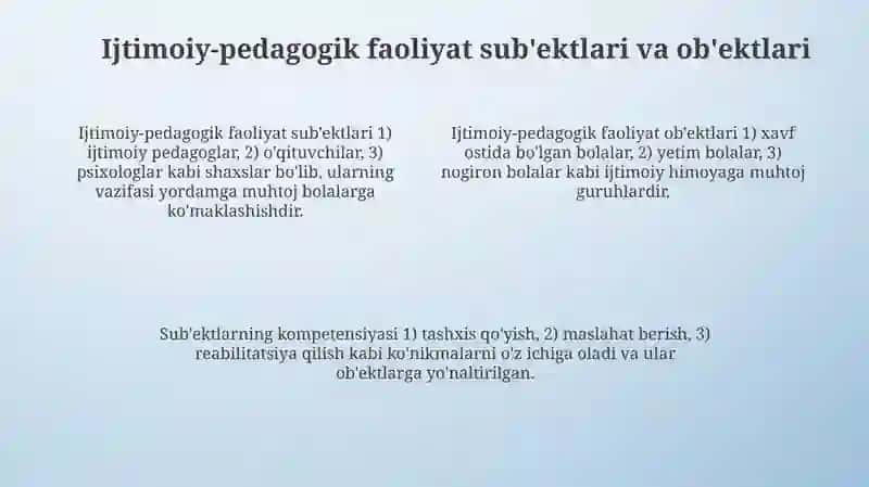 Ijtimoiy pedagogik faoliyat turlari 4