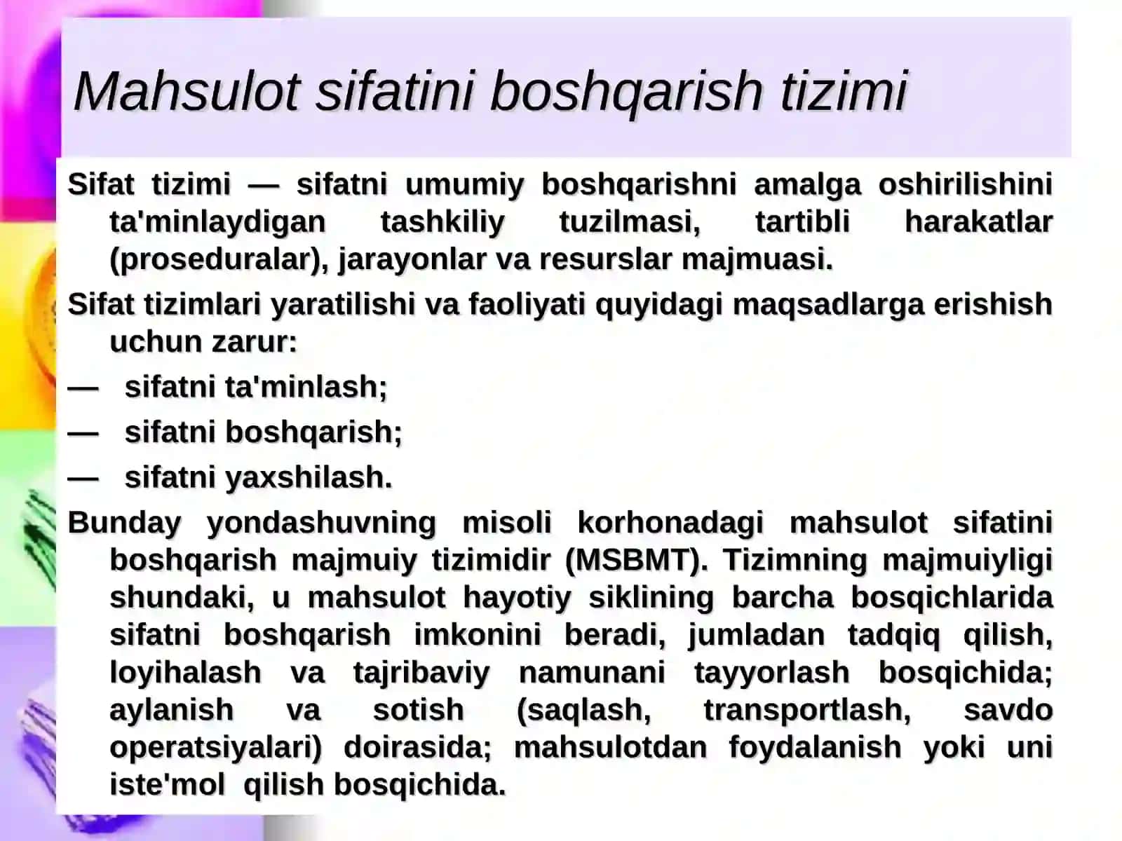 MAHSULOT SIFATINI BOSHQARISHVA BENCHMARKING 4
