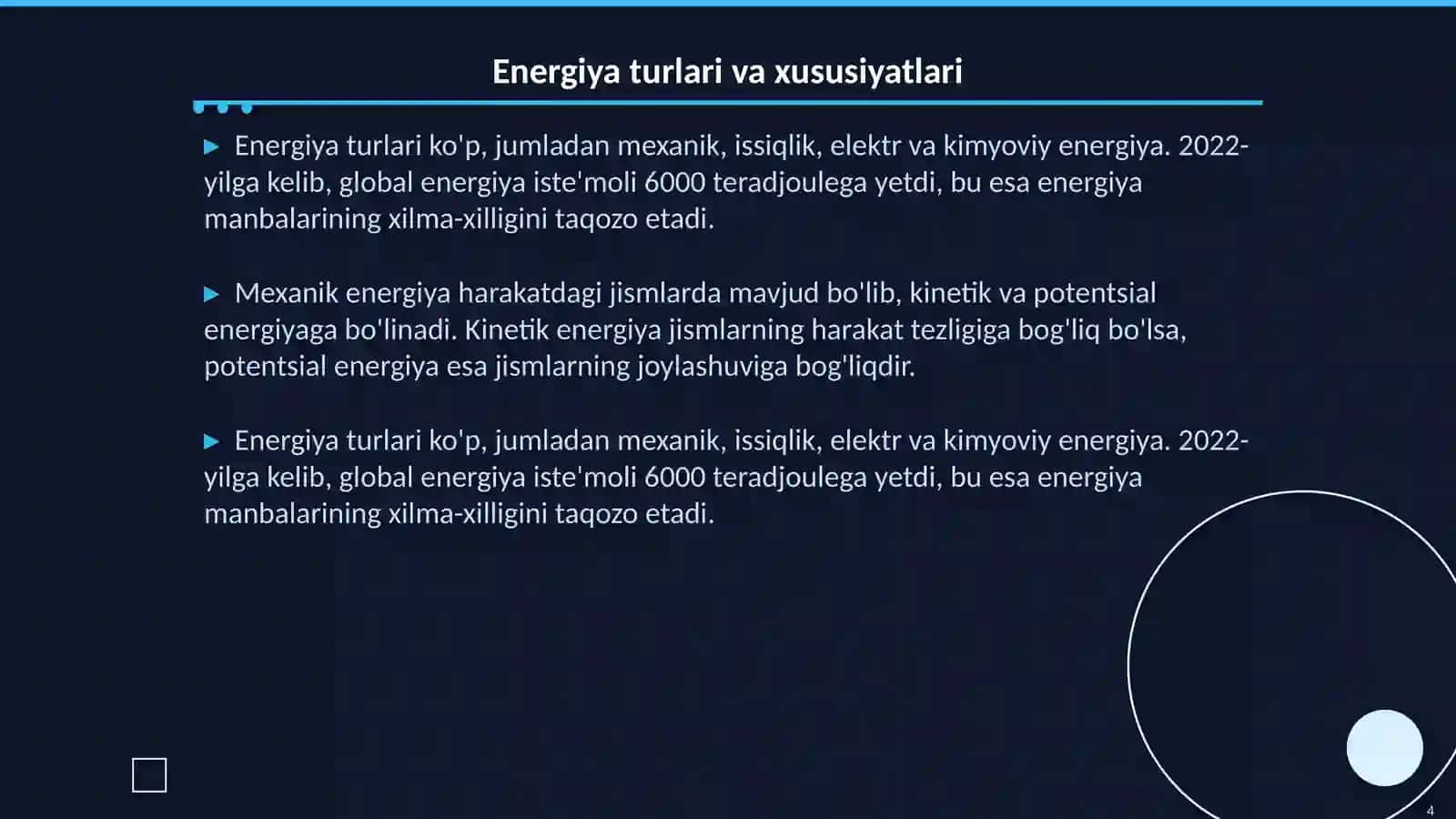 Modda va energiya almashinuvi 4