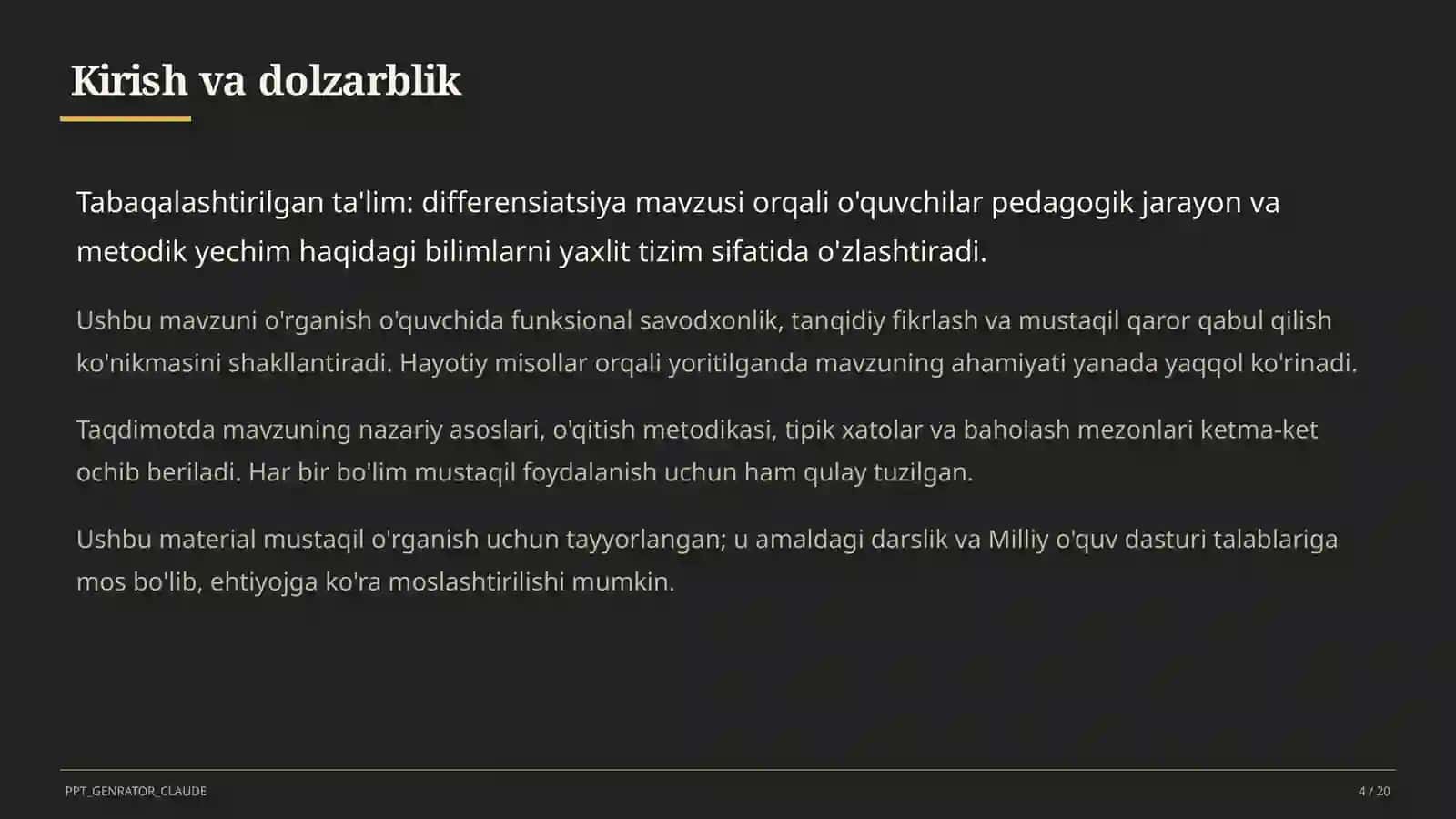 Tabaqalashtirilgan ta'lim: differensiasiya 4