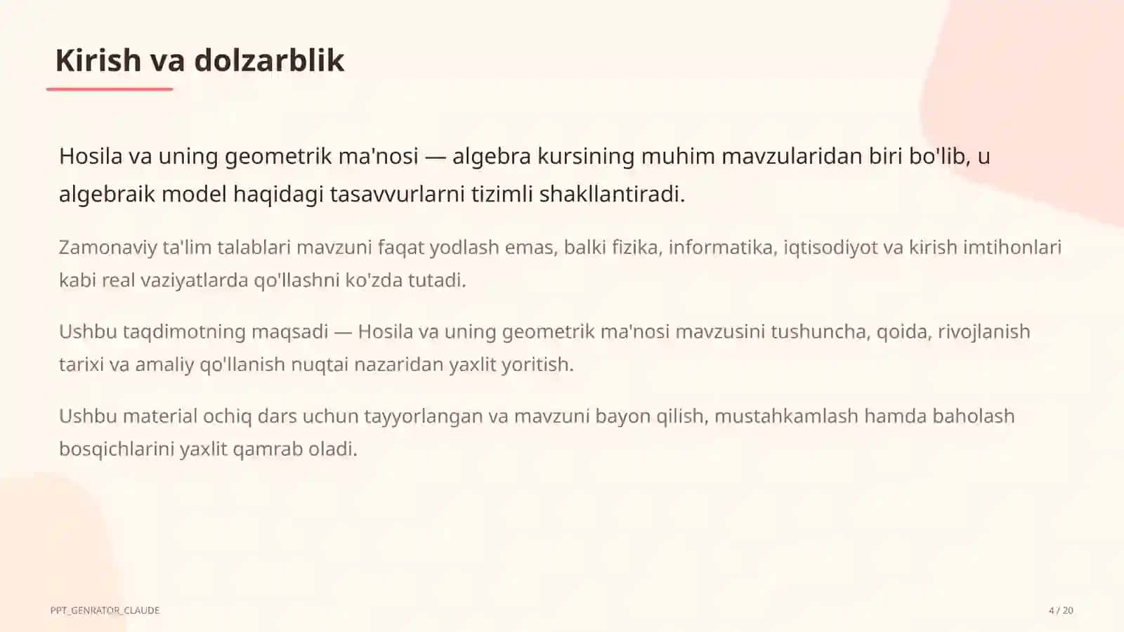 Hosila va uning geometrik ma'nosi (11-sinf) 4