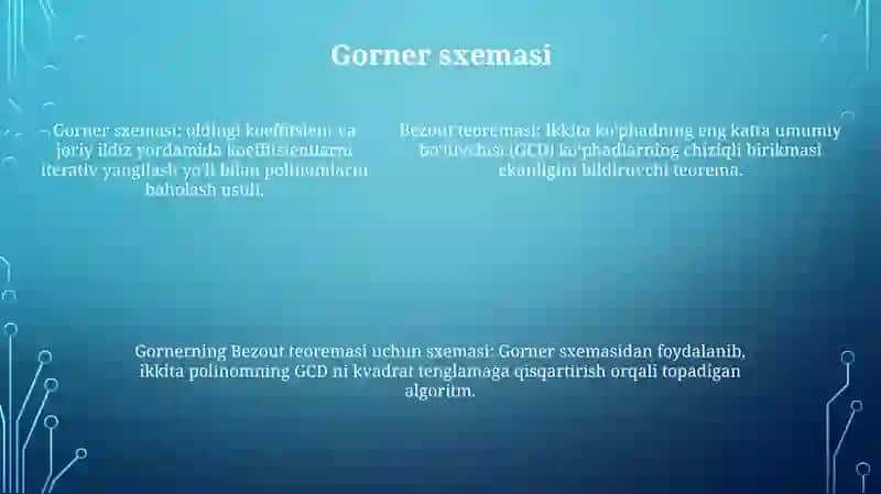 Bezu Teoremasi Gorner Sxemasi 4