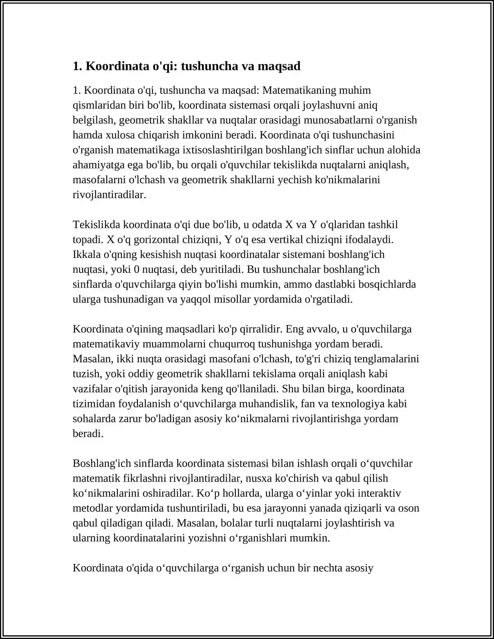 Koordinata o'qi: tushuncha va maqsad 4