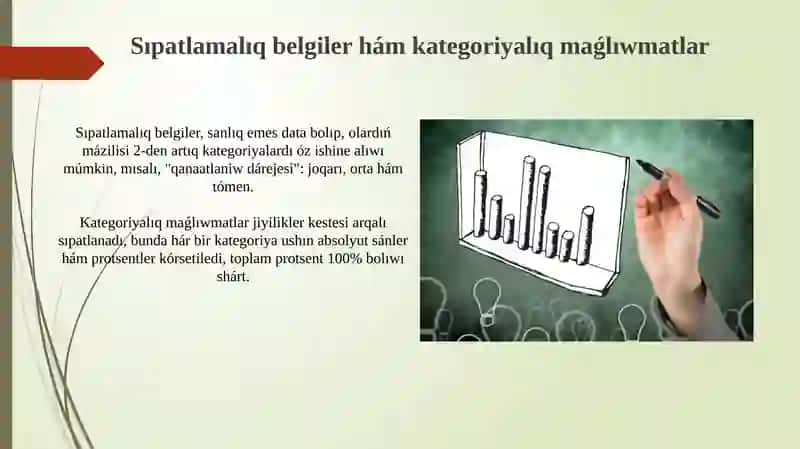 Sifatlıq belgilerdi analizlewde statistikalıq sıpatlama 4