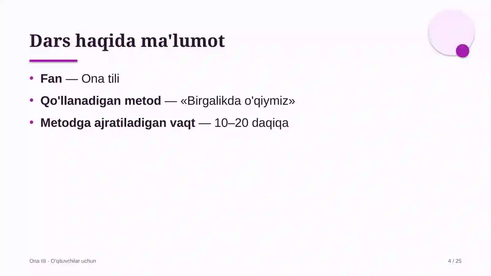ona tili darslarida birgalikda o'qiymiz metodidan foydalanish 9783 4