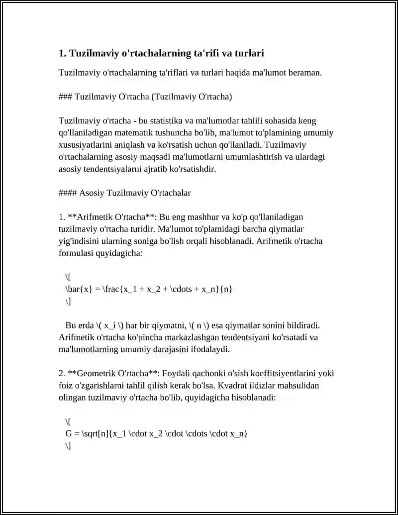 TUZILMAVIY O'RTACHALARDAN STATISTIK TATQIQOTLARDA FOYDALANILISHI 4