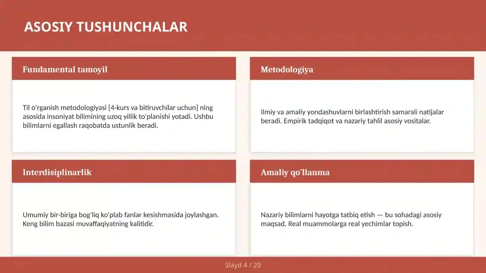 Til o'rganish metodologiyasi [4-kurs va bitiruvchilar uchun] 4