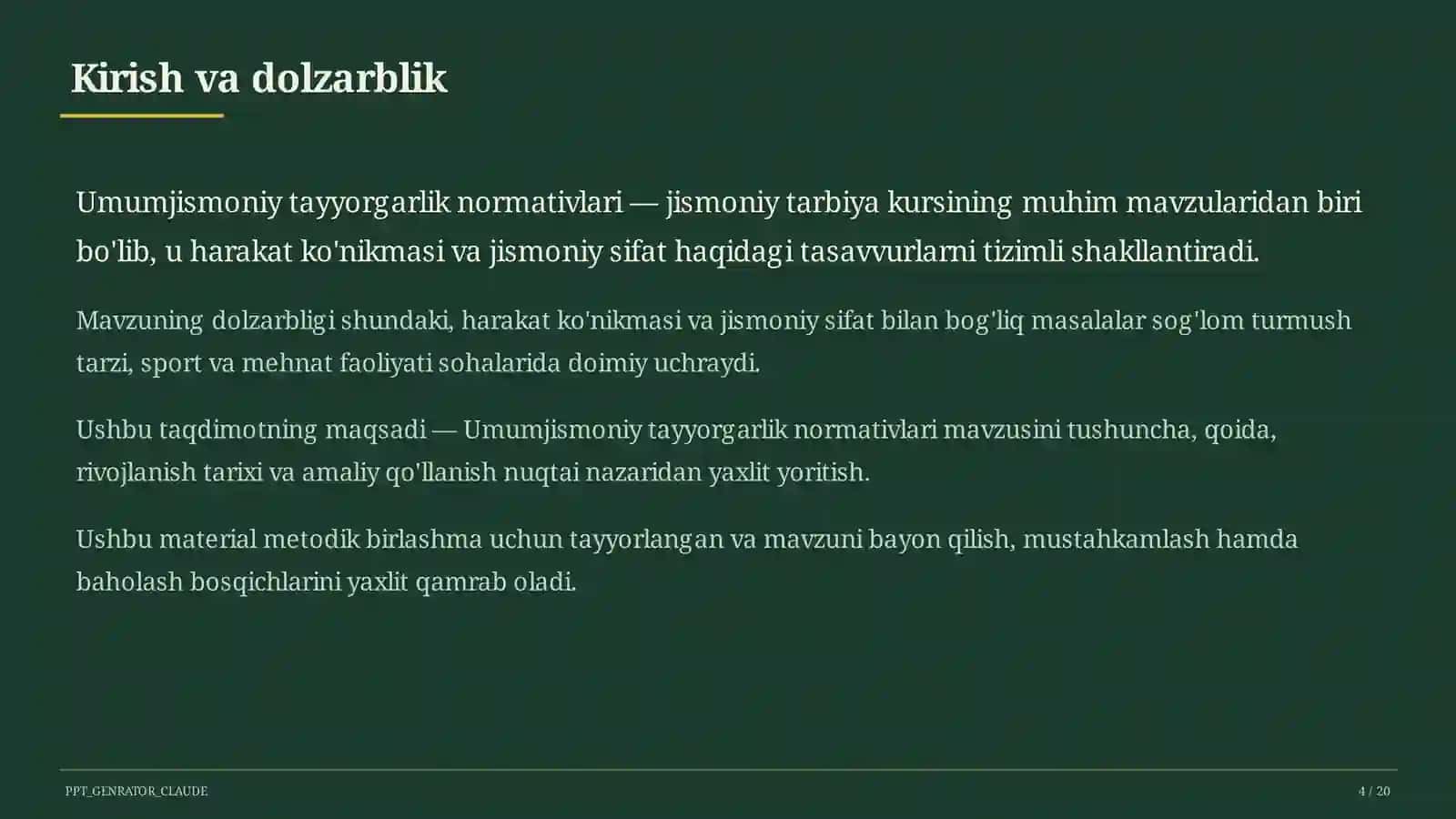 Umumjismoniy tayyorgarlik normativlari (10-sinf) 4