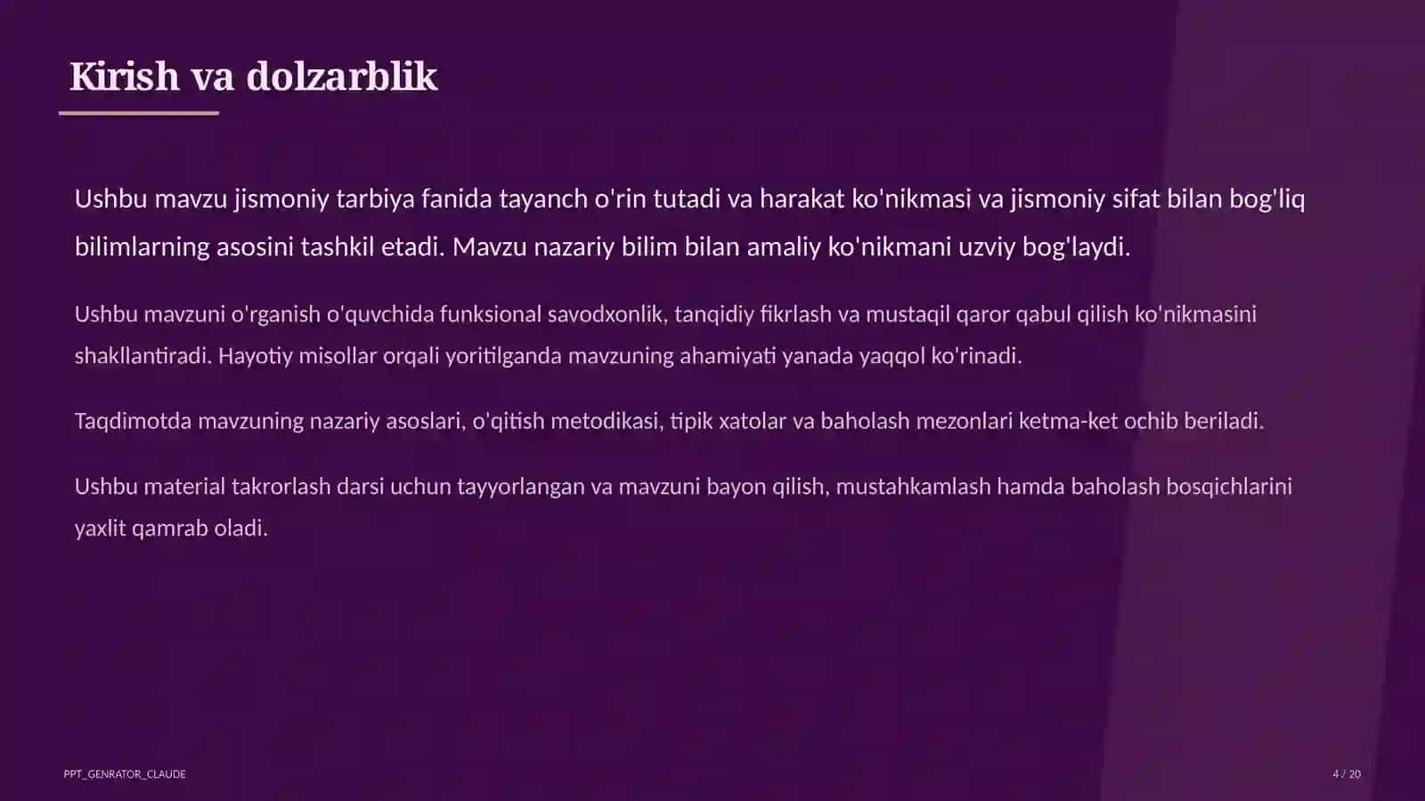 Chidamlilikni rivojlantirish: uzoq masofaga yugurish (7-sinf) 4